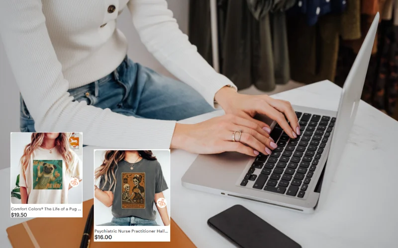 ejemplo print on demand etsy productos personalizados camisetas