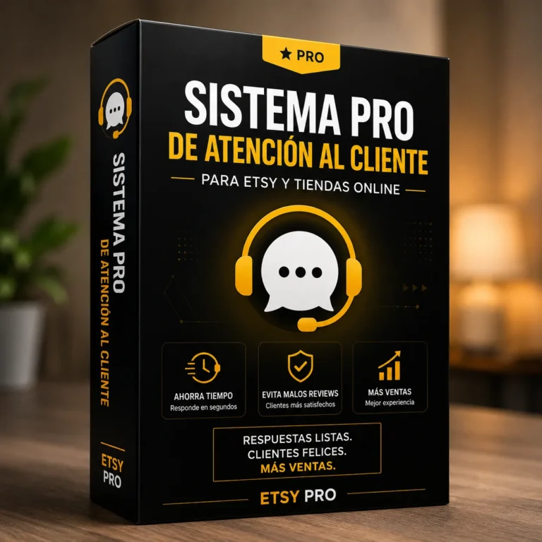 Sistema de atención al cliente para Etsy con respuestas listas para copiar y pegar y mejorar ventas